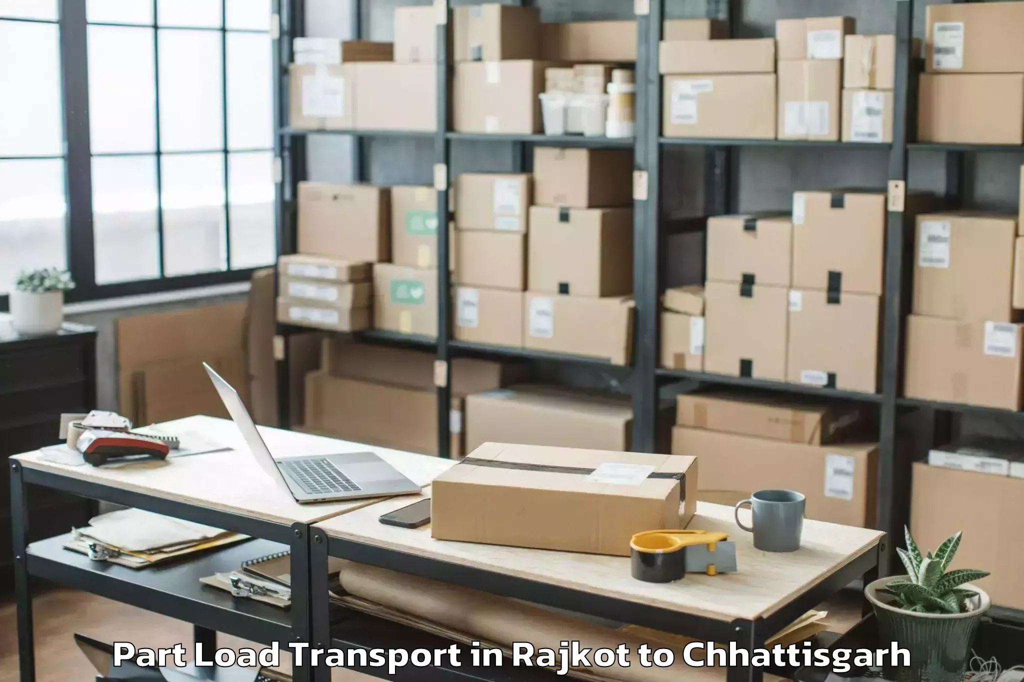 Top Rajkot to Pandit Ravishankar Shukla Univ Part Load Transport Available